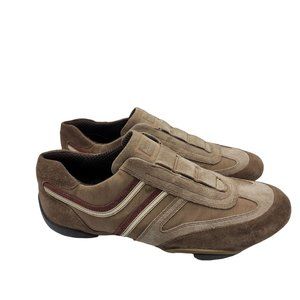 Hugo Boss brown Suede Leather Slip on Shoes Mens Size 43 No Lace Athletic Walkin
